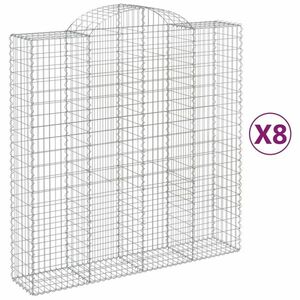 vidaXL 8 db íves horganyzott vas gabion kosár 200x50x200/220 cm kép