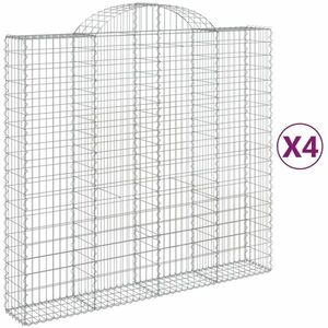 vidaXL 4 db íves horganyzott vas gabion kosár 200x50x180/200 cm kép