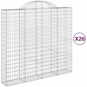 vidaXL 20 db íves horganyzott vas gabion kosár 200x50x180/200 cm kép