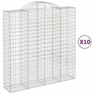 vidaXL 10 db íves horganyzott vas gabion kosár 200x50x200/220 cm kép