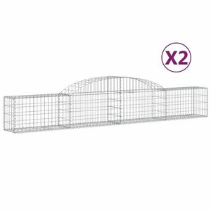 vidaXL 2 db íves horganyzott vas gabion kosár 300x30x40/60 cm kép