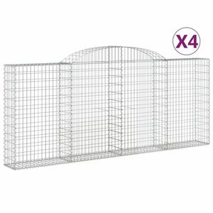 vidaXL 4 db íves horganyzott vas gabion kosár 300x30x120/140 cm kép