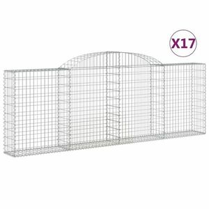 vidaXL 17 db íves horganyzott vas gabion kosár 300 x 30 x 100/120 cm kép