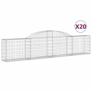 vidaXL 20 db íves horganyzott vas gabion kosár 300x30x60/80 cm kép