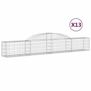 vidaXL 13 db íves horganyzott vas gabion kosár 300x30x40/60 cm kép