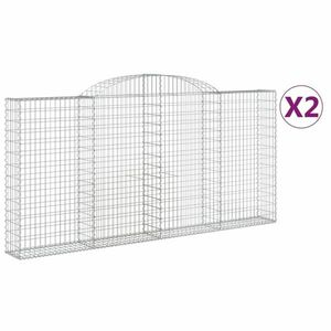 vidaXL 2 db íves horganyzott vas gabion kosár 300x30x140/160 cm kép