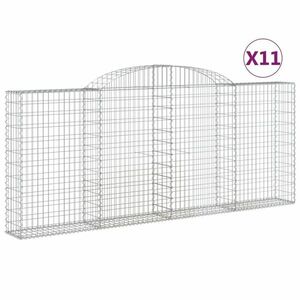 vidaXL 11 db íves horganyzott vas gabion kosár 300x30x120/140 cm kép