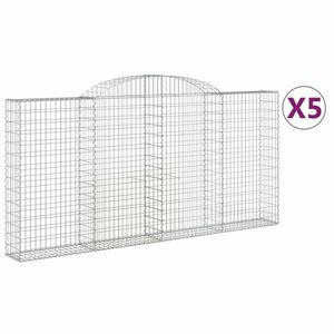 vidaXL 5 db íves horganyzott vas gabion kosár 300x30x140/160 cm kép