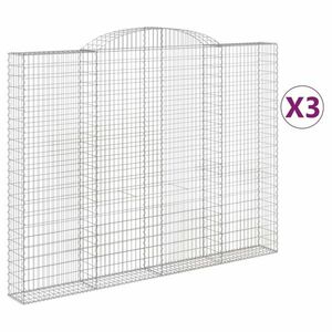 vidaXL 3 db íves horganyzott vas gabion kosár 300x30x220/240 cm kép