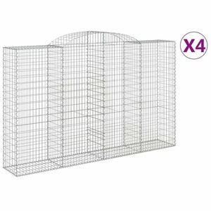 vidaXL 4 db íves horganyzott vas gabion kosár 300x50x180/200 cm kép