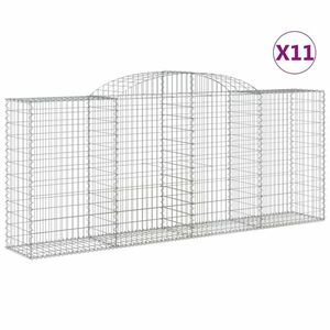 vidaXL 11 db íves horganyzott vas gabion kosár 300x50x120/140 cm kép