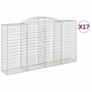 vidaXL 17 db íves horganyzott vas gabion kosár 300x50x160/180 cm kép