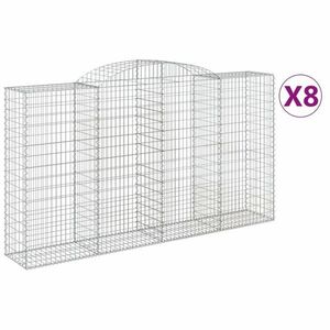 vidaXL 8 db íves horganyzott vas gabion kosár 300x50x160/180 cm kép