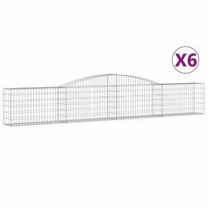 vidaXL 6 db íves horganyzott vas gabion kosár 400x30x60/80 cm kép