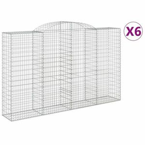 vidaXL 6 db íves horganyzott vas gabion kosár 300x50x180/200 cm kép