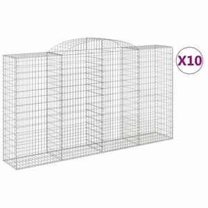 vidaXL 10 db íves horganyzott vas gabion kosár 300x50x160/180 cm kép