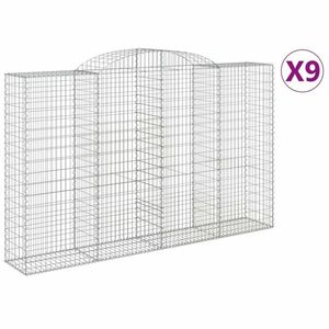 vidaXL 9 db íves horganyzott vas gabion kosár 300x50x180/200 cm kép