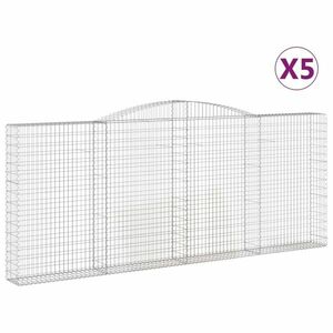 vidaXL 5 db íves horganyzott vas gabion kosár 400x30x160/180 cm kép