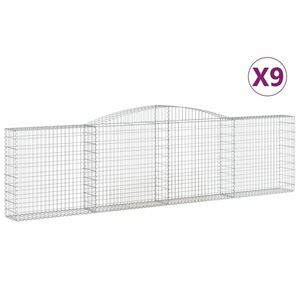 vidaXL 9 db íves horganyzott vas gabion kosár 400x30x100/120 cm kép