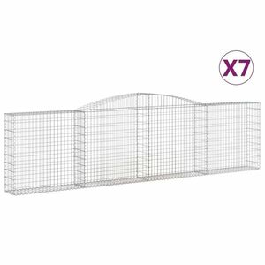 vidaXL 7 db íves horganyzott vas gabion kosár 400x30x100/120 cm kép