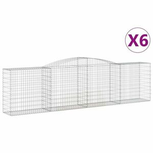 vidaXL 6 db íves horganyzott vas gabion kosár 400x50x100/120 cm kép