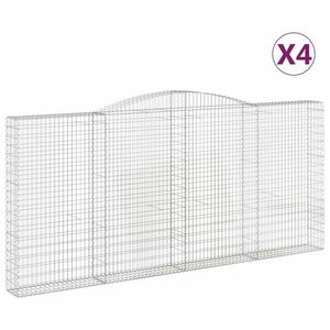 vidaXL 4 db íves horganyzott vas gabion kosár 400x30x180/200 cm kép