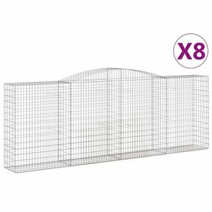 vidaXL 8 db íves horganyzott vas gabion kosár 400x50x140/160 cm kép