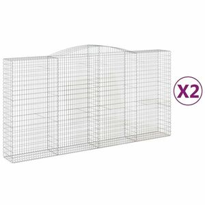 vidaXL 2 db íves horganyzott vas gabion kosár 400x50x200/220 cm kép