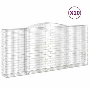 vidaXL 10 db íves horganyzott vas gabion kosár 400x50x180/200 cm kép