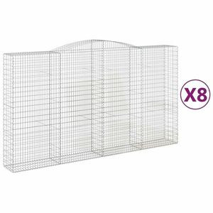 vidaXL 8 db íves horganyzott vas gabion kosár 400x50x220/240 cm kép