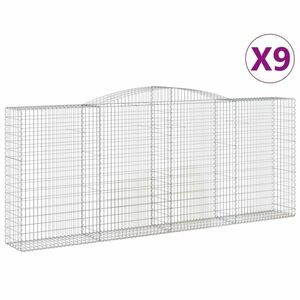 vidaXL 9 db íves horganyzott vas gabion kosár 400x50x160/180 cm kép