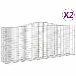 vidaXL 2 db íves horganyzott vas gabion kosár 400x50x160/180 cm kép