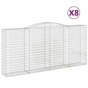 vidaXL 8 db íves horganyzott vas gabion kosár 400x50x180/200 cm kép