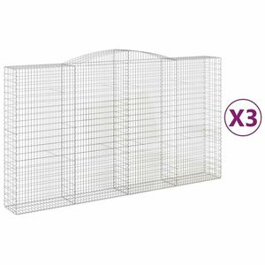 vidaXL 3 db íves horganyzott vas gabion kosár 400x50x220/240 cm kép