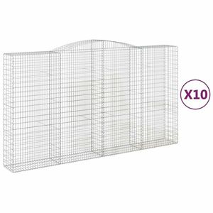 vidaXL 10 db íves horganyzott vas gabion kosár 400x50x220/240 cm kép