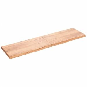 vidaXL világosbarna kezelt tömör fa fürdőszobai pult 200x50x(2-6) cm kép