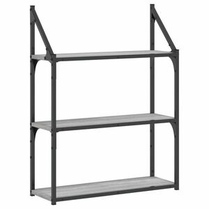 vidaXL 3 szintes szürke sonoma színű szerelt fa fali polc 60x21x78, 5cm kép