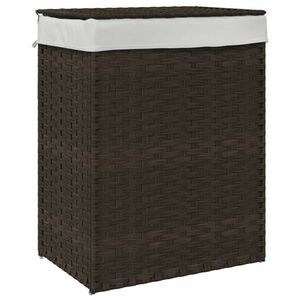 vidaXL sötétbarna polyrattan szennyeskosár fedéllel 46x33x60 cm kép