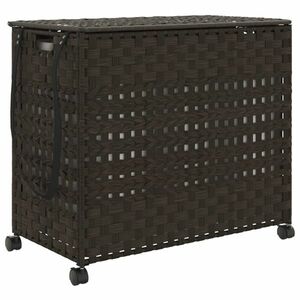 vidaXL sötétbarna rattan szennyeskosár kerekekkel 66x35x60 cm kép