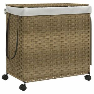 vidaXL polyrattan szennyeskosár kerekekkel 60x35x60, 5 cm kép