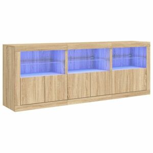 vidaXL sonoma tölgy színű tálalószekrény LED-ekkel 181, 5 x 37 x 67 cm kép