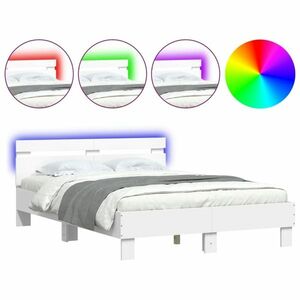 vidaXL fehér ágykeret fejtámlával és LED-del 135 x 190 cm kép