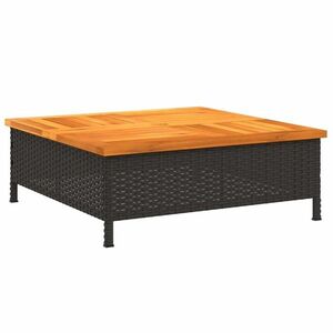 vidaXL fekete polyrattan és akácfa napernyőtalp-burkolat 70x70x25 cm kép