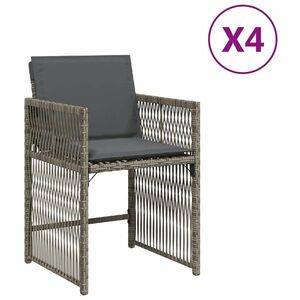 vidaXL 4 db szürke polyrattan kerti szék párnával kép