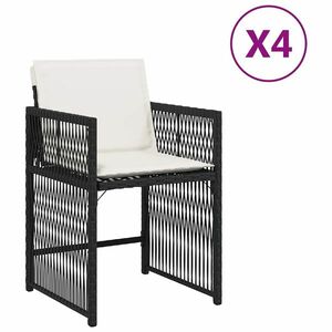 vidaXL 4 db fekete polyrattan kerti szék párnával kép