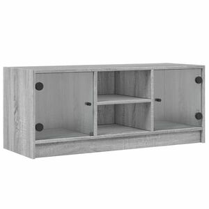 vidaXL szürke sonoma színű TV-szekrény üvegajtókkal 102 x 37 x 42 cm kép