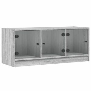 vidaXL szürke sonoma színű TV-szekrény üvegajtókkal 102 x 37 x 42 cm kép