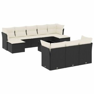 vidaXL 11 részes fekete polyrattan kerti ülőgarnitúra párnákkal kép