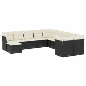 vidaXL 11 részes fekete polyrattan kerti ülőgarnitúra párnákkal kép