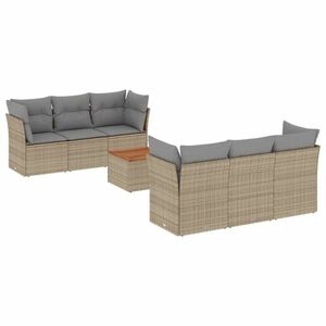 vidaXL 7 részes bézs polyrattan kerti ülőgarnitúra párnákkal kép